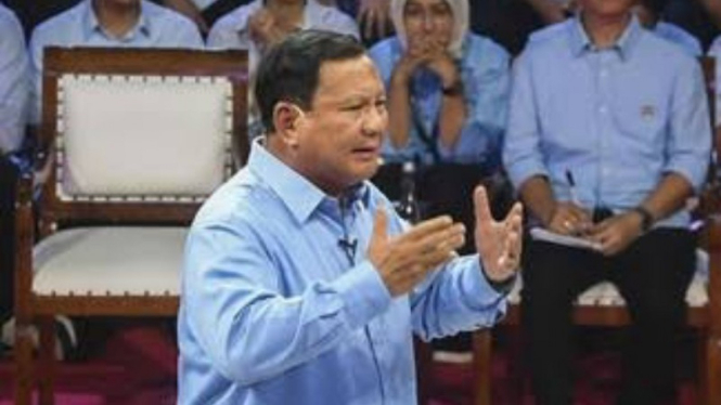 Potret  Prabowo saat pelaksanaan debat capres