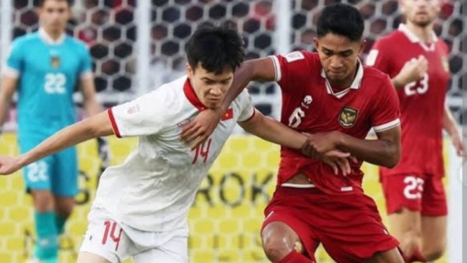 Potret momen duel Timnas Indonesia vs Vietnam di Piala Asia 2023