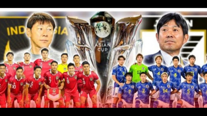 Potret ilustrasi Timnas Indonesia dan Jepang