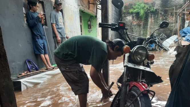 Ilustrasi Banjir di Wilayah Wijaya Timur Dalam Petogogan Kp Sawah