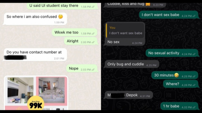 Chat diduga mahasiswa UI kerap main wanita