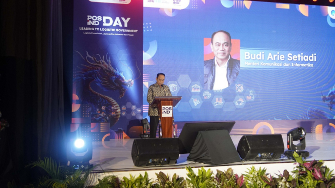 Menteri Komunikasi dan Informatika (Kemenkominfo) Budi Ari Setiadi dalam memberikan paparan di POSIND Day