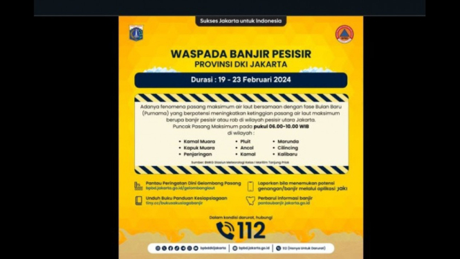 Waspada banjir pesisir DKI Jakarta.