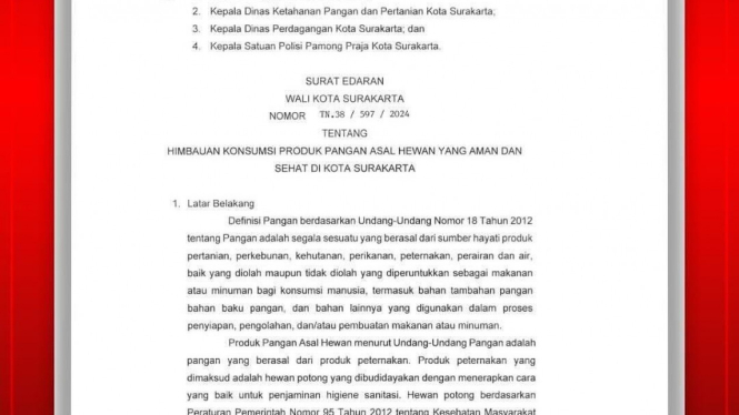 Surat edaran larangan daging anjing