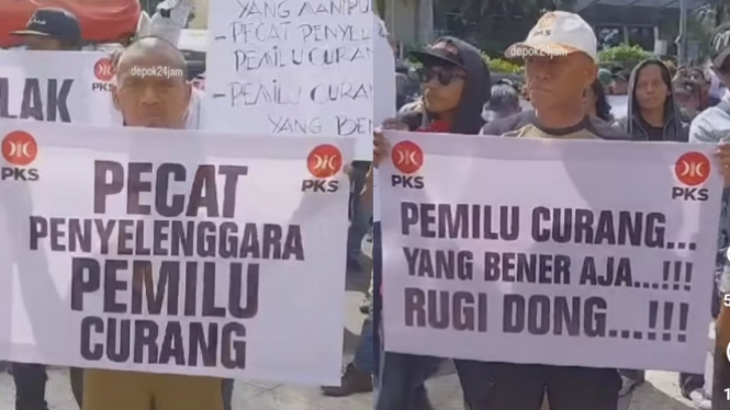 Aksi unjuk rasa PKS di gedung KPU Depok