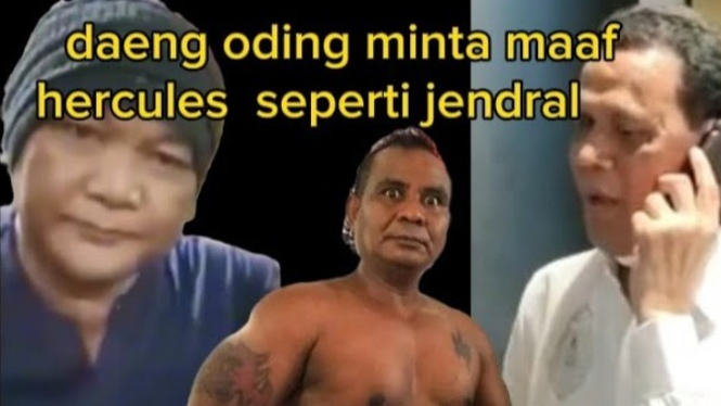 Daeng Oding (kiri) minta maaf usai tantang Hercules duel