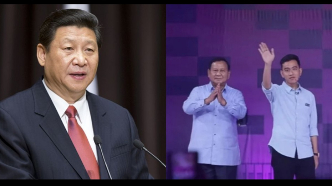 Kolase Xi Jinping dan Prabowo-Gibran.