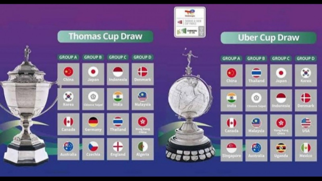 Potret hasil drawing Perempat Final Thomas dan Uber Cup 2024