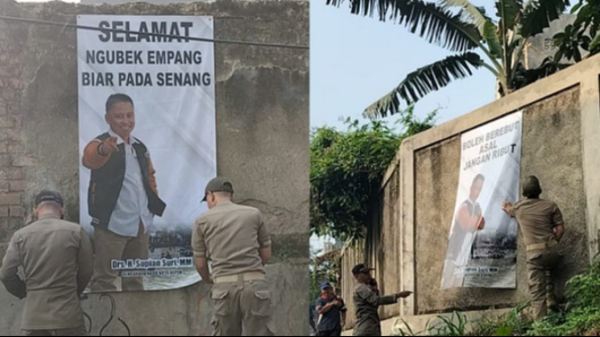 Baliho Sekda Depok, Supian Suri (SS) dicopot SatpolPP