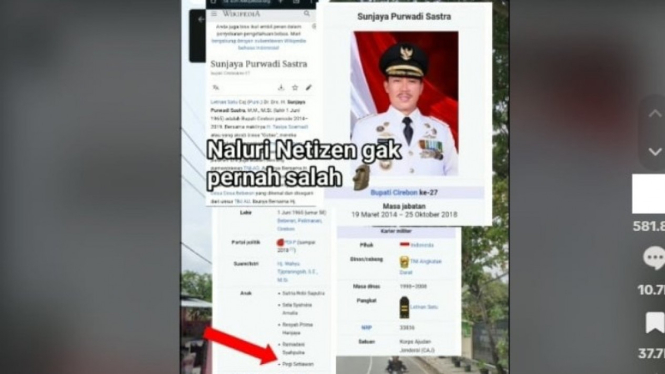 Potret unggahan Wikipedia eks Bupati Cirebon