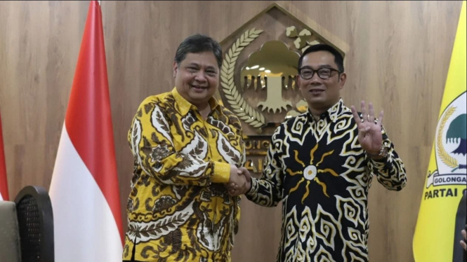 potret Ridwan Kamil dan Airlangga Hartarto