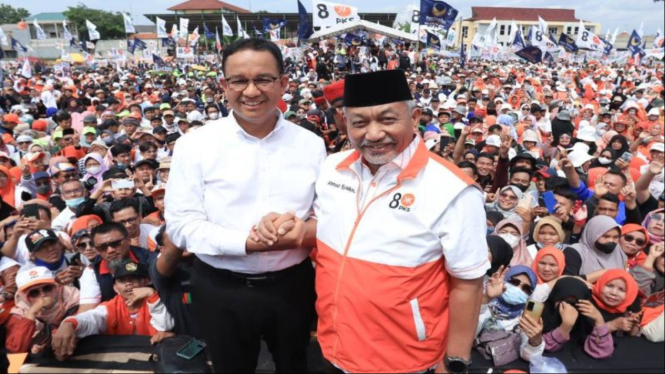 Potret Anies Baswedan dan Ahmad Syaikhu