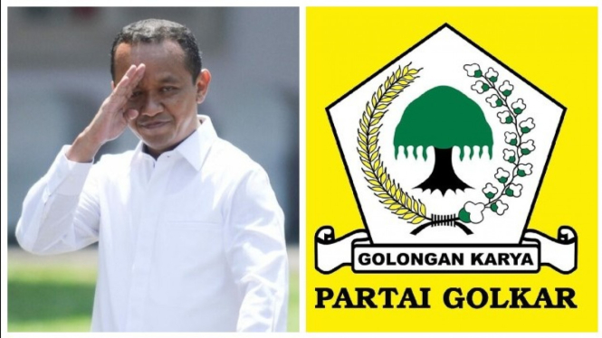 Kolase Bahlil dan lambang Golkar