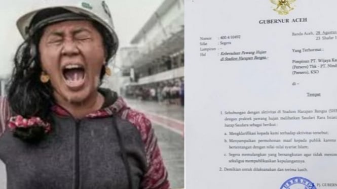 Surat Pj Gubernur Aceh untuk Rara pawang hujan