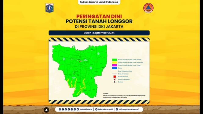 BPBD DKI Jakarta Rilis 10 Wilayah Ibu Kota Berpotensi Longsor