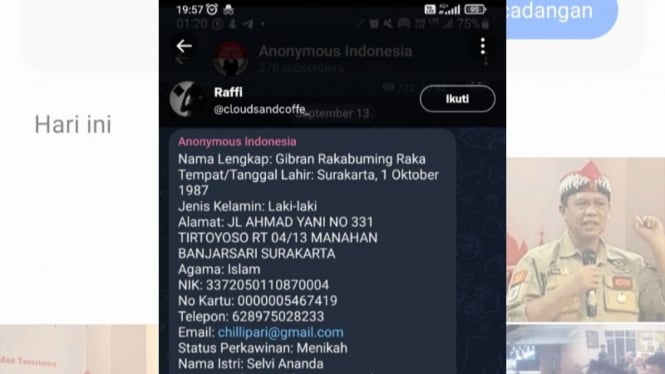 Potret unggahan terkait akun fufufafa