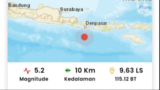 Gempa Bali magnitudo 4,8