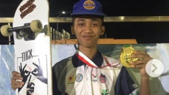 Seno Adjie, atlet skateboard asal Depok penyumbang medali emas