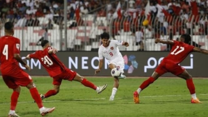 Potret momen pertandingan Indonesia vs Bahrain