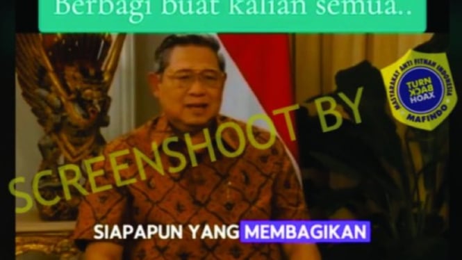 Tangkapan layar SBY beri uang Rp 10 juta