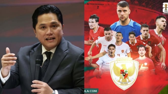 Kolase Erick Thohir dan pemain timnas Indonesia