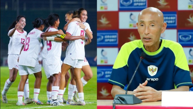 Kolase Timnas Putri Indonesia dan coach Satoru Mochizuki