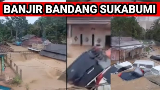 Potret tangkapan layar video banjir bandang di Sukabumi