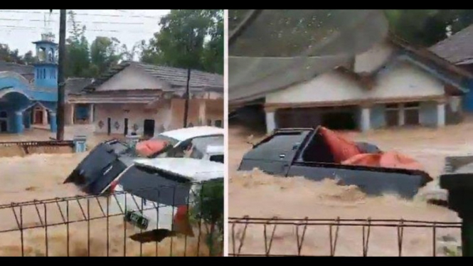 Potret tangkapan layar video banjir bandang di Sukabumi