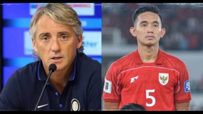 Roberto Mancini dan Rizky Ridho Timnas Indonesia