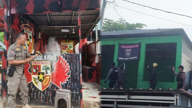 Aparat bongkar posko ormas di Depok