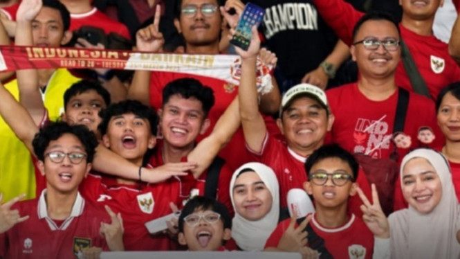 Ilustrasi suporter Timnas Indonesia vs China