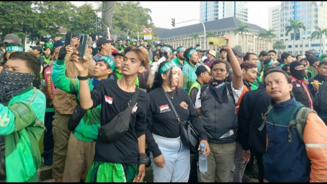 Potret aksi pengemudi Ojek Online (Ojol)