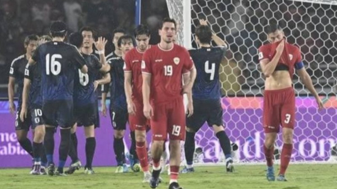 Potret pemain Timnas Usai laga Melawan Jepang