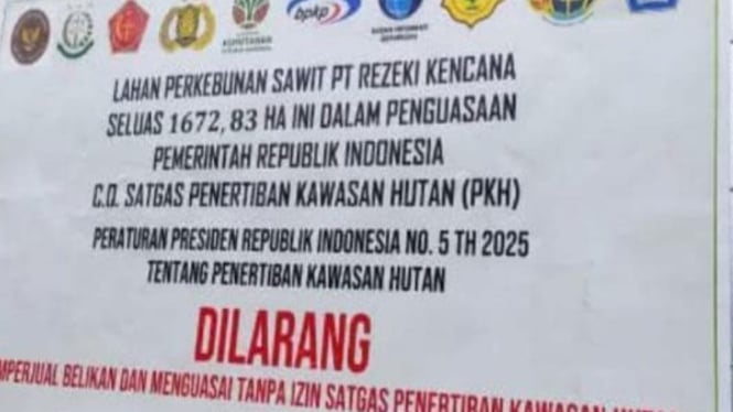 Tim Satgas Garuda Segel Kebun Sawit PT Rejeki Kencana