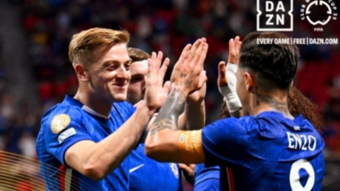 Pemain Chelsea merayakan gol di Piala Dunia Antarklub 2025.
