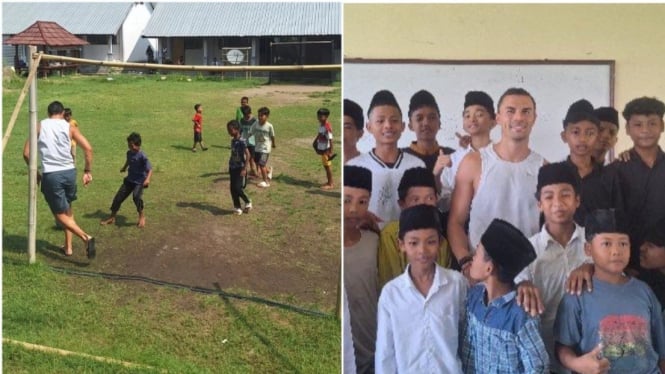 Emil Audero mudik, main bola dan bagi sembako
