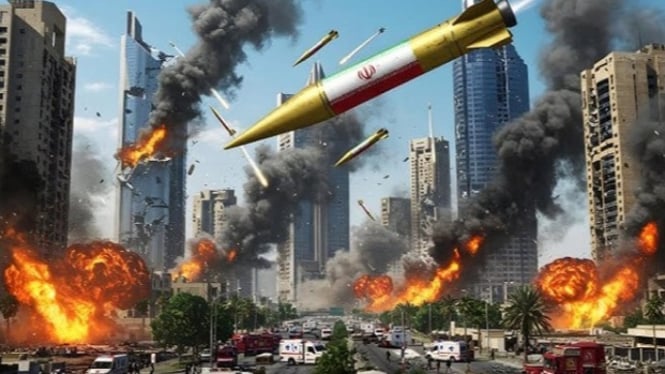 Ilustrasi serangan rudal Iran ke Israel
