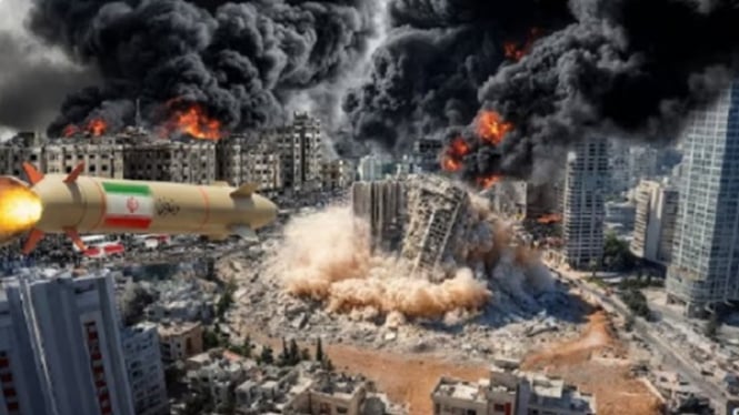Ilustrasi rudal Rezvan buatan Iran yang sasar Israel