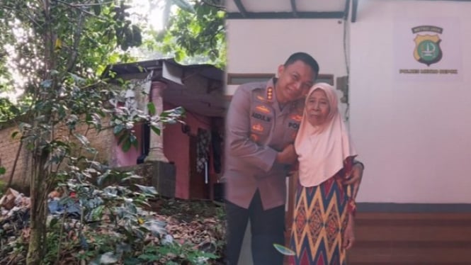 Sebelum dan sesudah Polres Depok bedah rumah Mak Icih