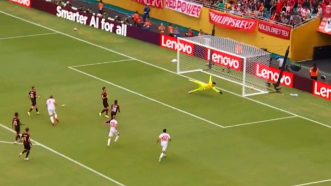 Gol kedua Harry Kane ke gawang Flamengo.