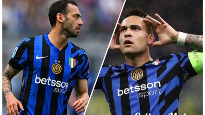 Potret kolase Lautaro Martinez dan Hakan Calhanoglu
