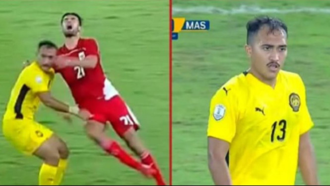 Pemain Malaysia Aysar Hadi yang disorot lawan Timnas Indonesia U23