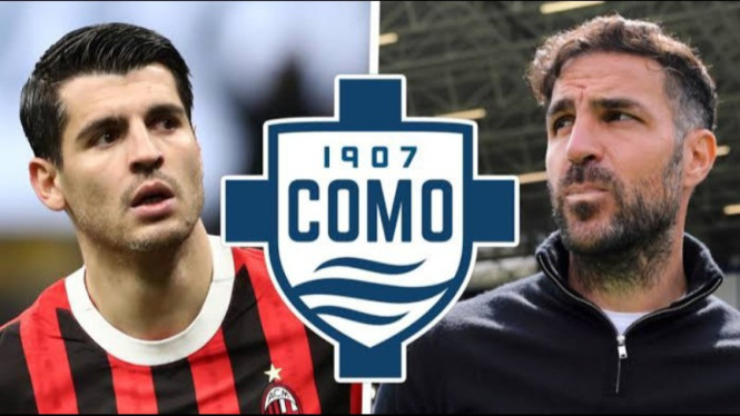 Potret kolase Morata dan Cesc Fabregas Como 1907