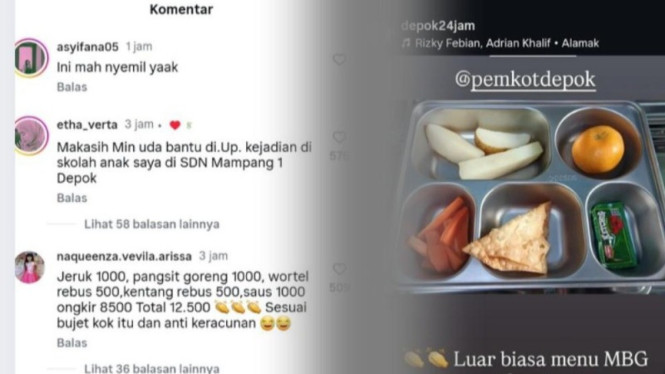 Potret tangkapan layar MBG di Depok yang viral
