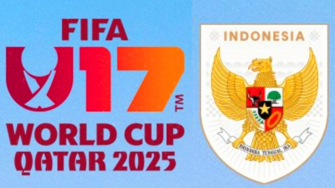 Logo Piala Dunia U17 2025 dan logo Timnas Indonesia.