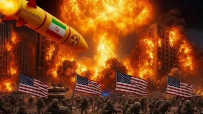 Ilustrasi rudal Iran serang Amerika