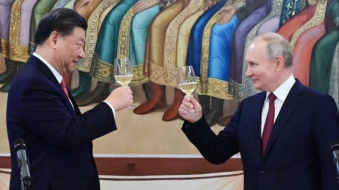 Potret Ilustrasi Presiden China dan Rusia