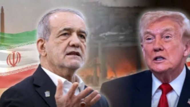 Potret Ilustrasi Presiden Iran dan Donald Trump