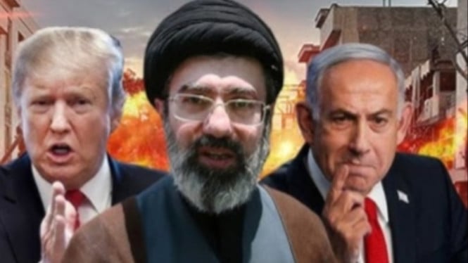 Potret ilustrasi pemimpin AS Israel dan Iran