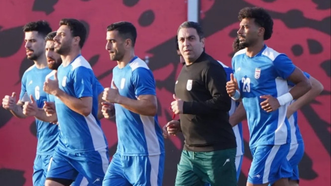 Skuad Timnas Iran menjalani sesi latihan jelang laga Piala Dunia 2026 melawan Selandia Baru.